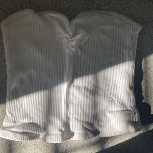 White Ribbed Tube Top